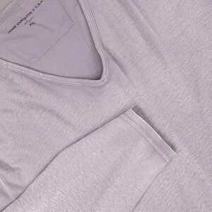 John Varvatos Shirt Mens 2XL Gray Long Sleeve V Neck Slub Cotton Soft Tee
